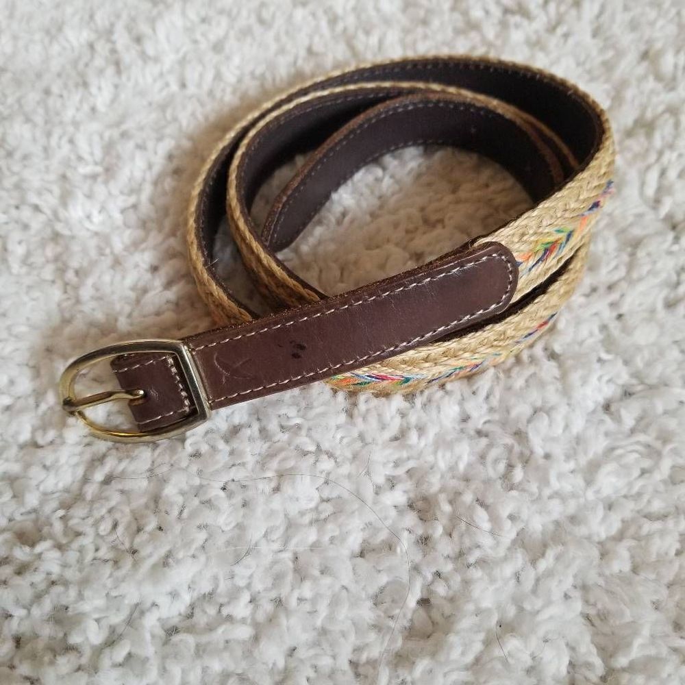 Vintage Eddie Bauer Leather + Woven Belt S
